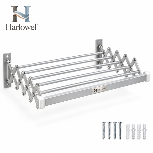 Harlowel™ ExtendAir Wall-Mounted Retractable Drying Rack – Space-Saving Expandable Clothes Airer for Laundry Rooms, Bathrooms & Balconies