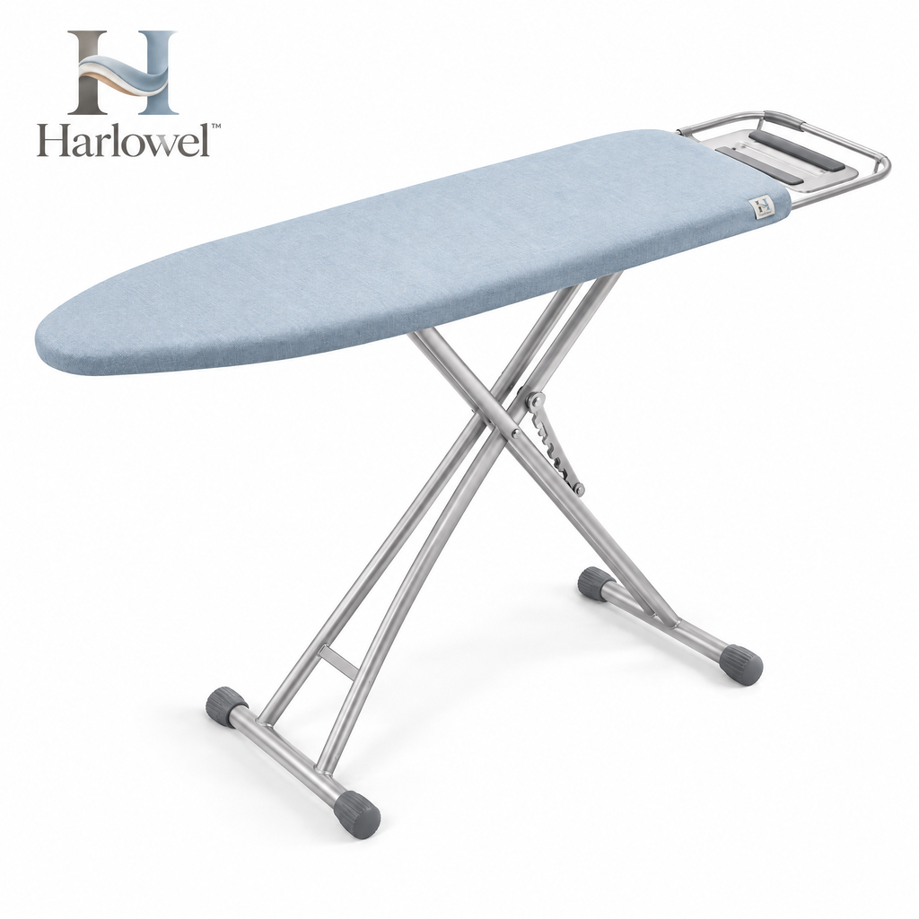 Harlowel™ PressFold Folding Ironing Board – Space-Saving Garment Pressing Station with Adjustable Height for Home & Laundry Room