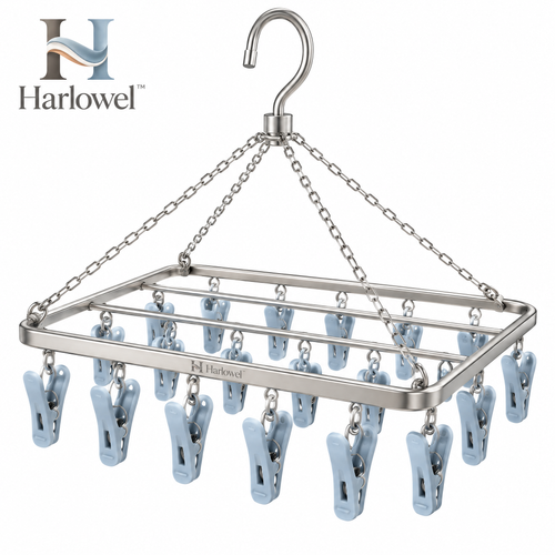 Harlowel™ ClipBloom Sock Drying Hanger – Multi-Clip Hanging Laundry Rack for Socks, Underwear & Small Garments