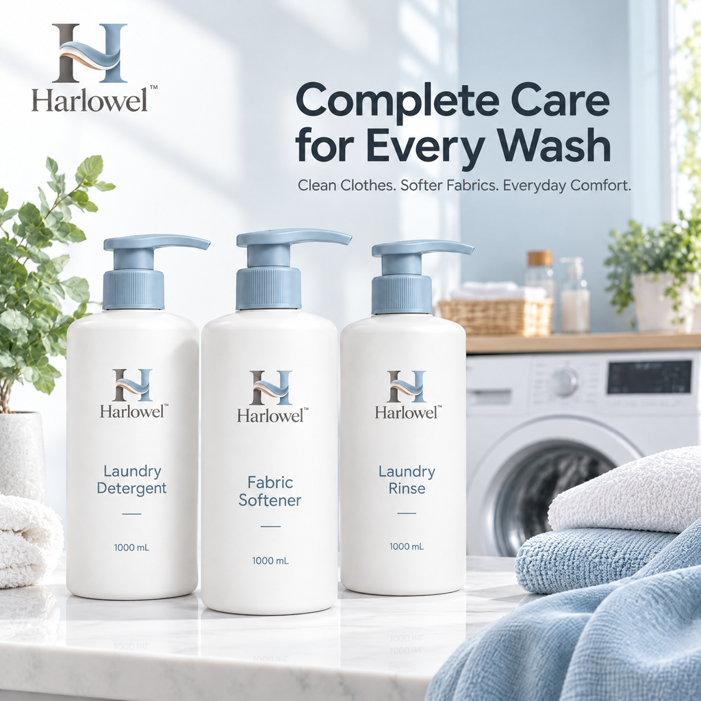 Harlowel™ PourKeep Laundry Dispenser Bottles – Refillable Storage Containers for Detergent, Fabric Softener & Laundry Essentials