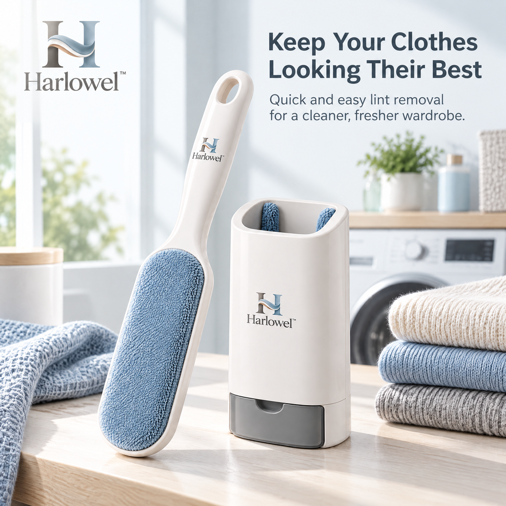Harlowel™ FiberSweep Garment Lint Brush – Reusable Clothes & Fabric Hair Remover for Coats, Pants, Upholstery & Everyday Care