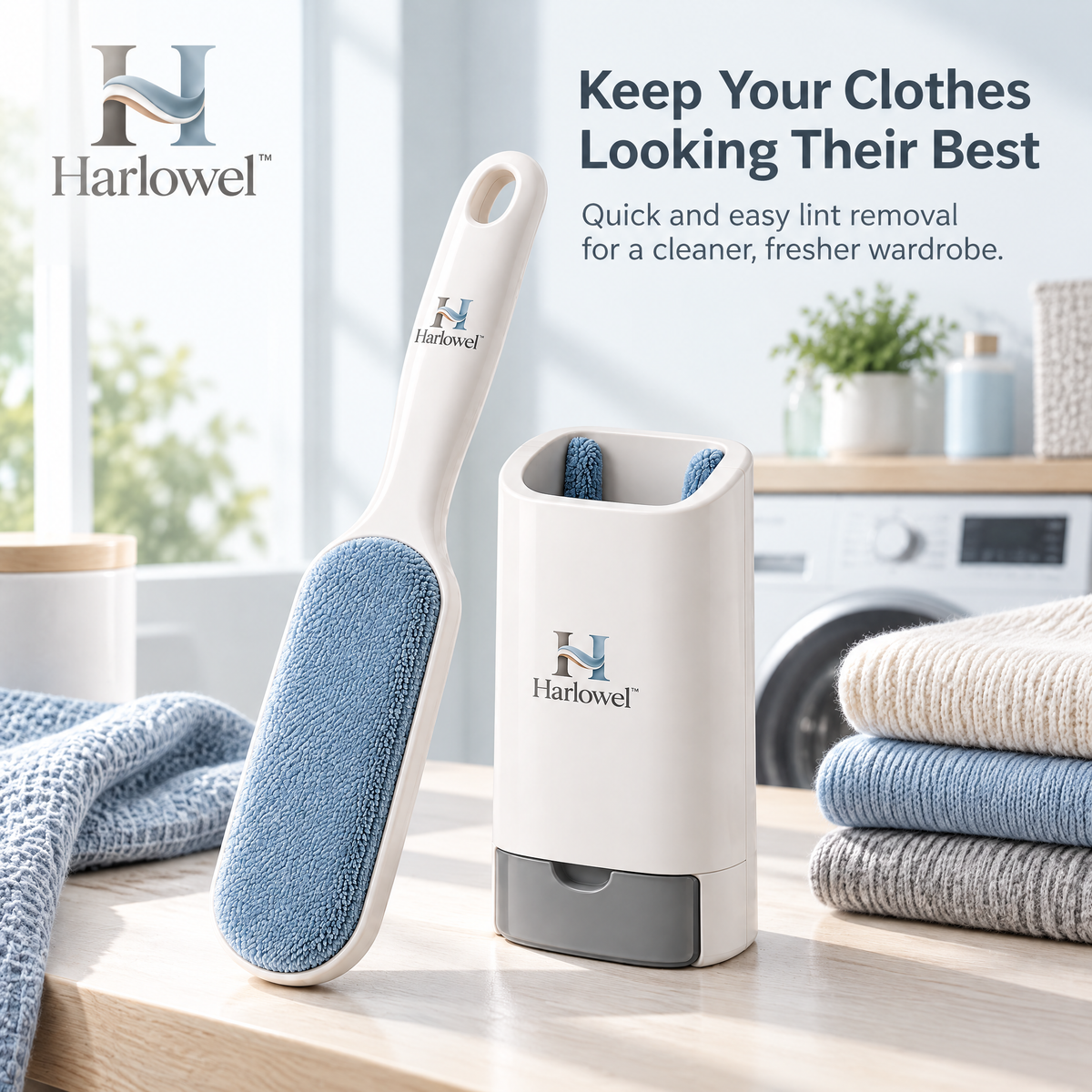 Harlowel™ FiberSweep Garment Lint Brush – Reusable Clothes & Fabric Hair Remover for Coats, Pants, Upholstery & Everyday Care