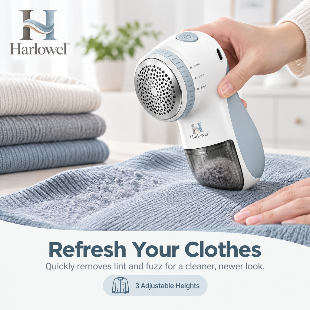 Harlowel™ FabricRevive Fabric Shaver – Rechargeable Lint & Pilling Remover for Sweaters, Clothing, Blankets & Upholstery