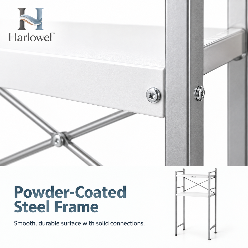 Harlowel™ AboveWash Over-the-Washer Storage Rack – Multi-Tier Laundry Organizer for Detergent, Towels & Utility Supplies